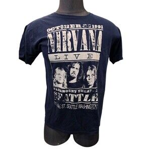 Nirvana Live Large T-Shirt Tee Short Sleeve Paramount Seattle 1991 Blue